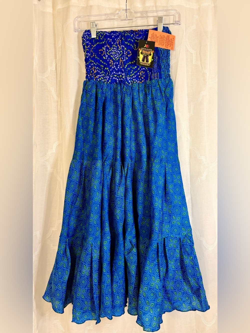 Junglee Billee Blue Strapless Maxi Dress OS | Smocked Bodice | Boho Convertible🦋